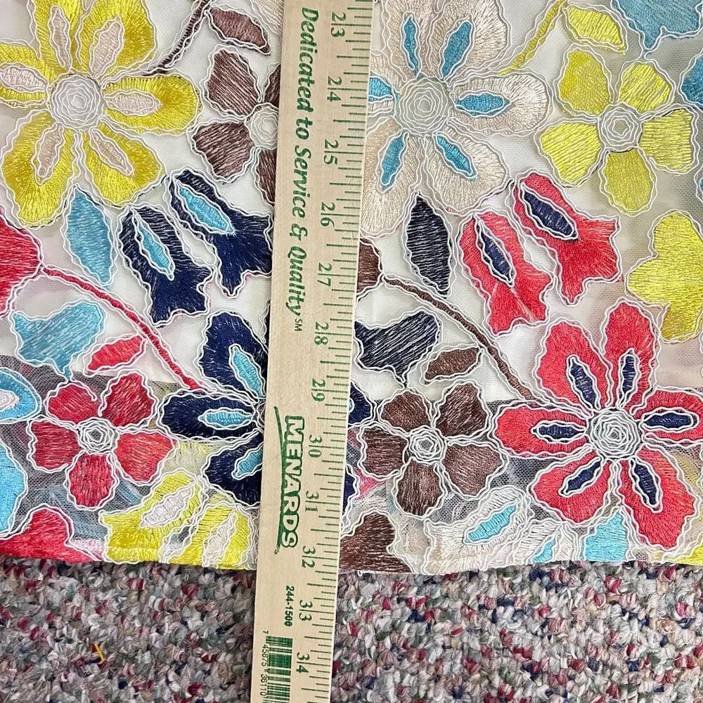 Eva Franco Anthropologie Women's Colorful Floral Embroidered Midi Skirt Size 10